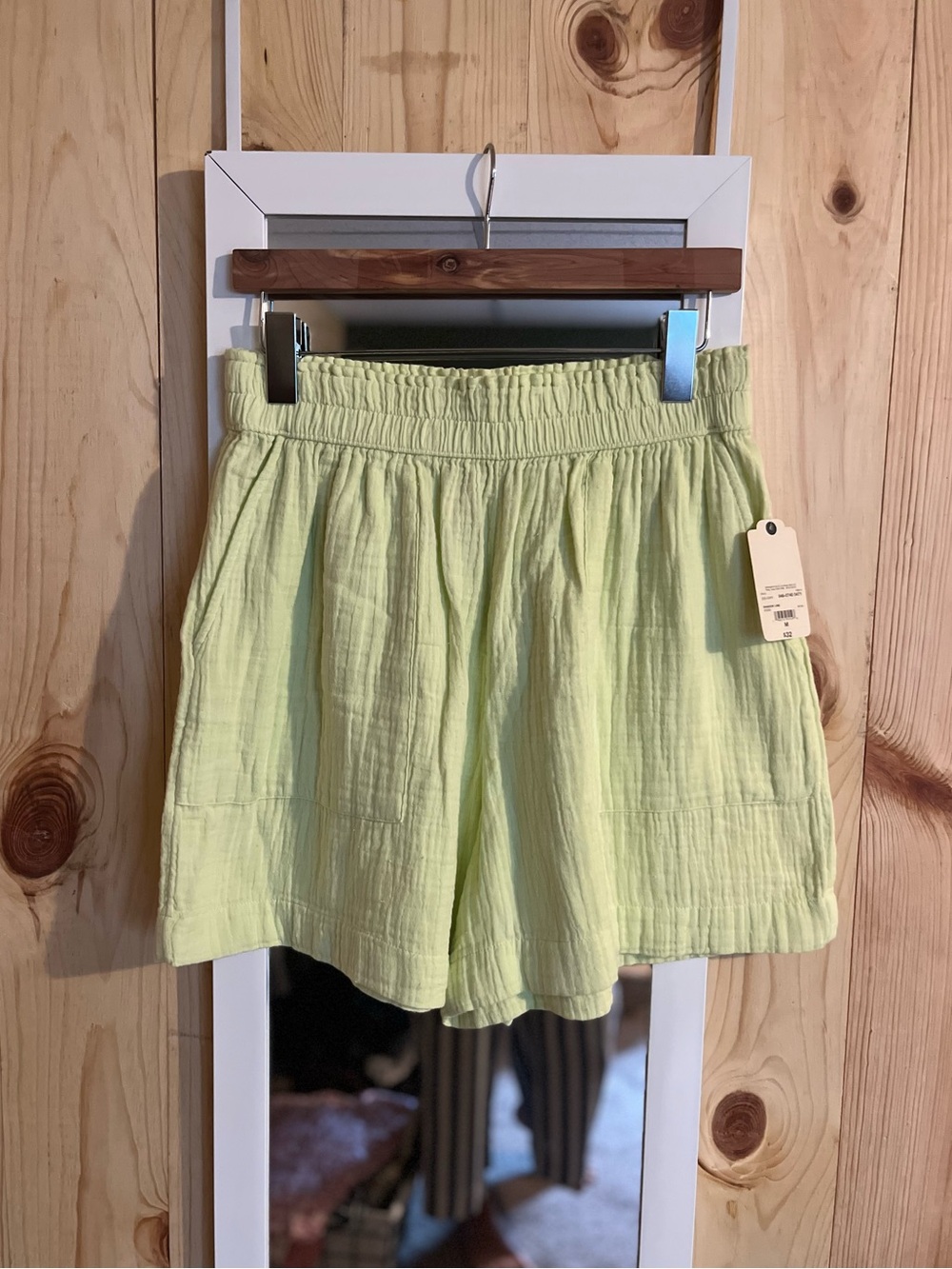 St. John's Bay Shadow Lime High-Waist Cotton Gauze Shorts